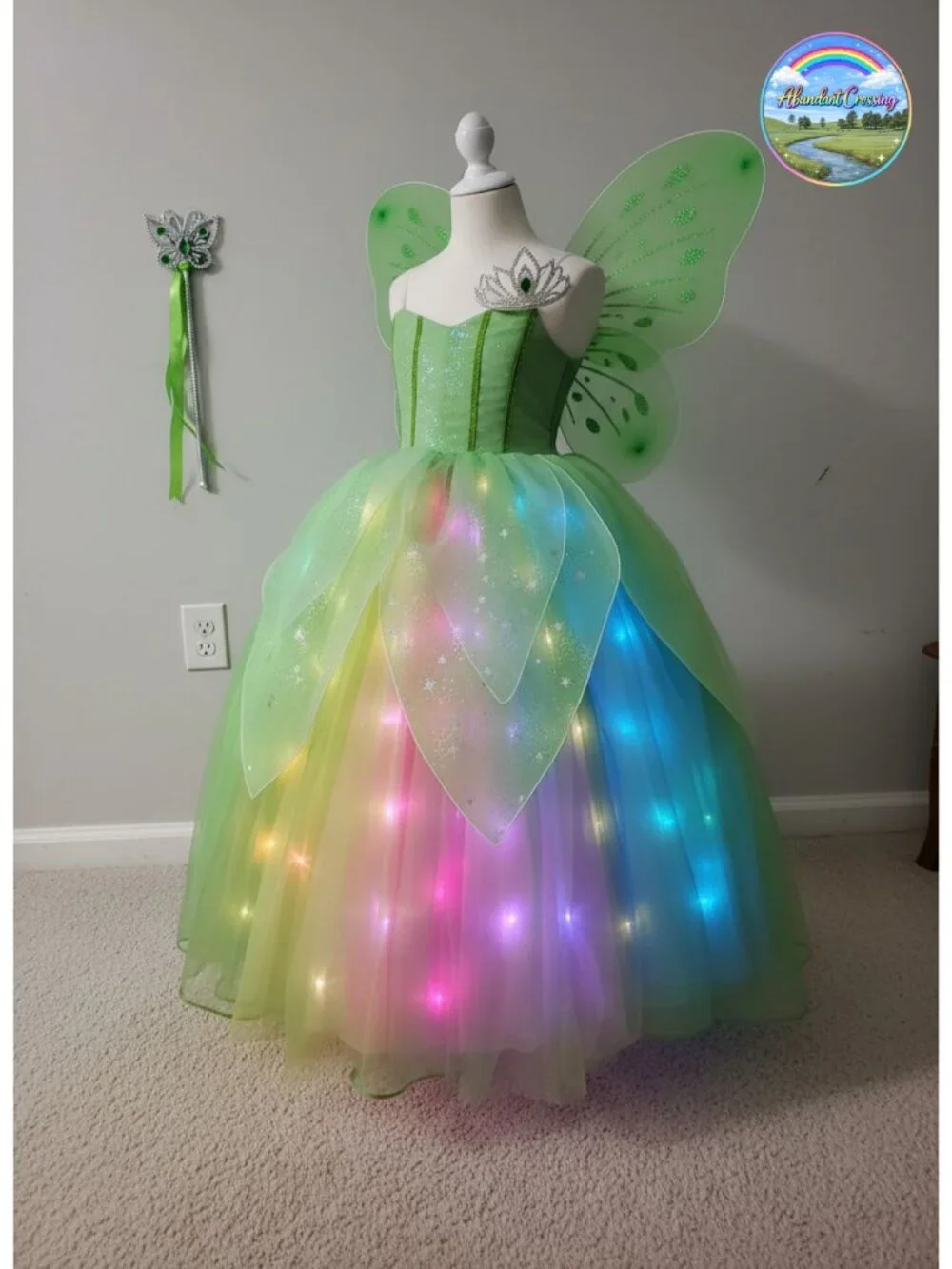 Light Up Fairy Princess Costume Girls Halloween Dress Up Pretend Play Set